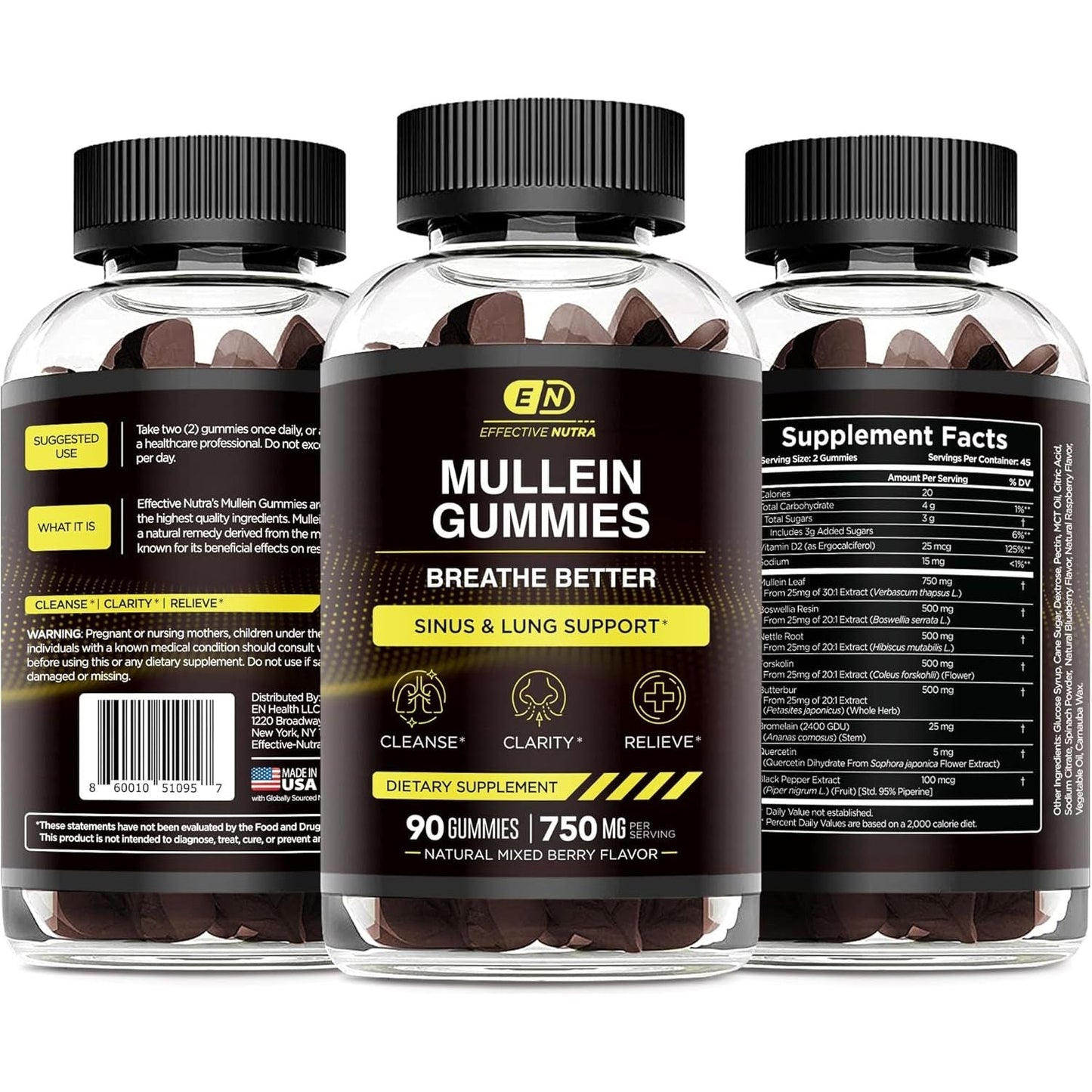 9In1 Mullein Gummies | Lung and Sinus Support for Cleanse, Clarity, and Relief 45-Day Supply, Made in the USA