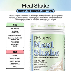 Fit & Lean Meal Shake, Fat Burning Meal Replacement, Protein, Fiber, Probiotics, Vanilla, 1Lb, 10 Servings - Suppviv