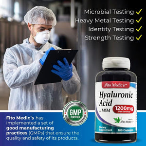 FITO MEDIC'S Lab - Hyaluronic Acid Capsules - with MSM - 1200 Mg per Serving, 180 Capsules, - Suppviv