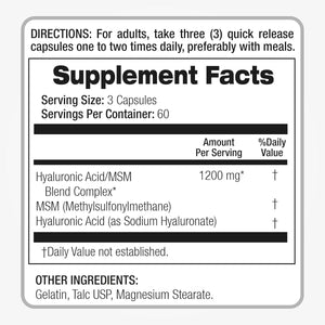 FITO MEDIC'S Lab - Hyaluronic Acid Capsules - with MSM - 1200 Mg per Serving, 180 Capsules, - Suppviv