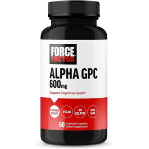 FORCE FACTOR Alpha GPC Brain Supplement for Memory and Focus, Mood Support Supplement with Alpha GPC 300Mg, 60 Capsules.