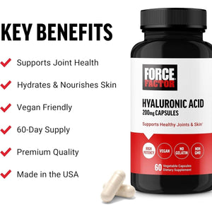 FORCE FACTOR Hyaluronic Acid Supplements, Hyaluronic Acid Capsules 60 Capsules - Suppviv