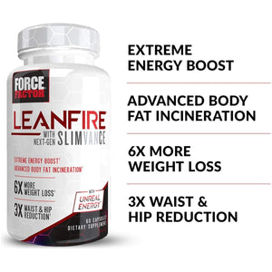 FORCE FACTOR Leanfire with Next - Gen SLIMVANCE Advanced Thermogenic Fat Burner for Weight Loss 60 Capsules - Suppviv