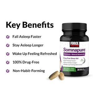 Force Factor Somnapure Sleep Aid for Adults with Melatonin 30 Tablets - Suppviv