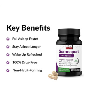 Force Factor Somnapure Time Release Sleep Aid for Adults with Melatonin 10Mg 30 Capsules - Suppviv