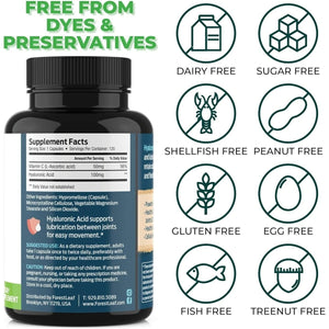Forestleaf - Hyaluronic Acid Supplements - 120 Vegetable Capsules - Supports Skin Hydration, Joints, Bones & Hair - Suppviv