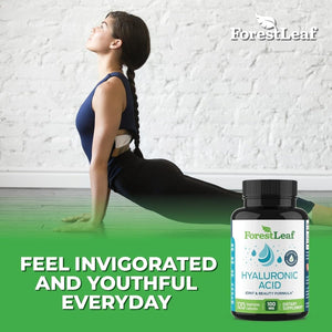 Forestleaf - Hyaluronic Acid Supplements - 120 Vegetable Capsules - Supports Skin Hydration, Joints, Bones & Hair - Suppviv