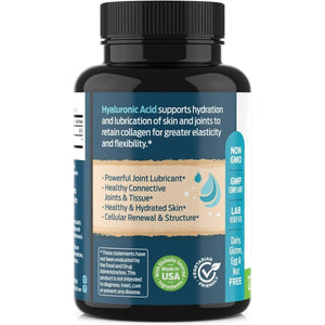 Forestleaf - Hyaluronic Acid Supplements - 120 Vegetable Capsules - Supports Skin Hydration, Joints, Bones & Hair - Suppviv