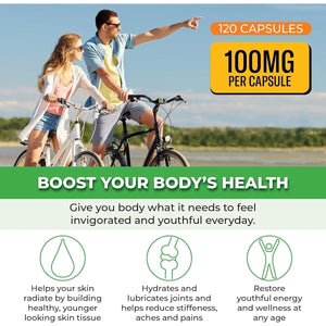 Forestleaf - Hyaluronic Acid Supplements - 120 Vegetable Capsules - Supports Skin Hydration, Joints, Bones & Hair - Suppviv