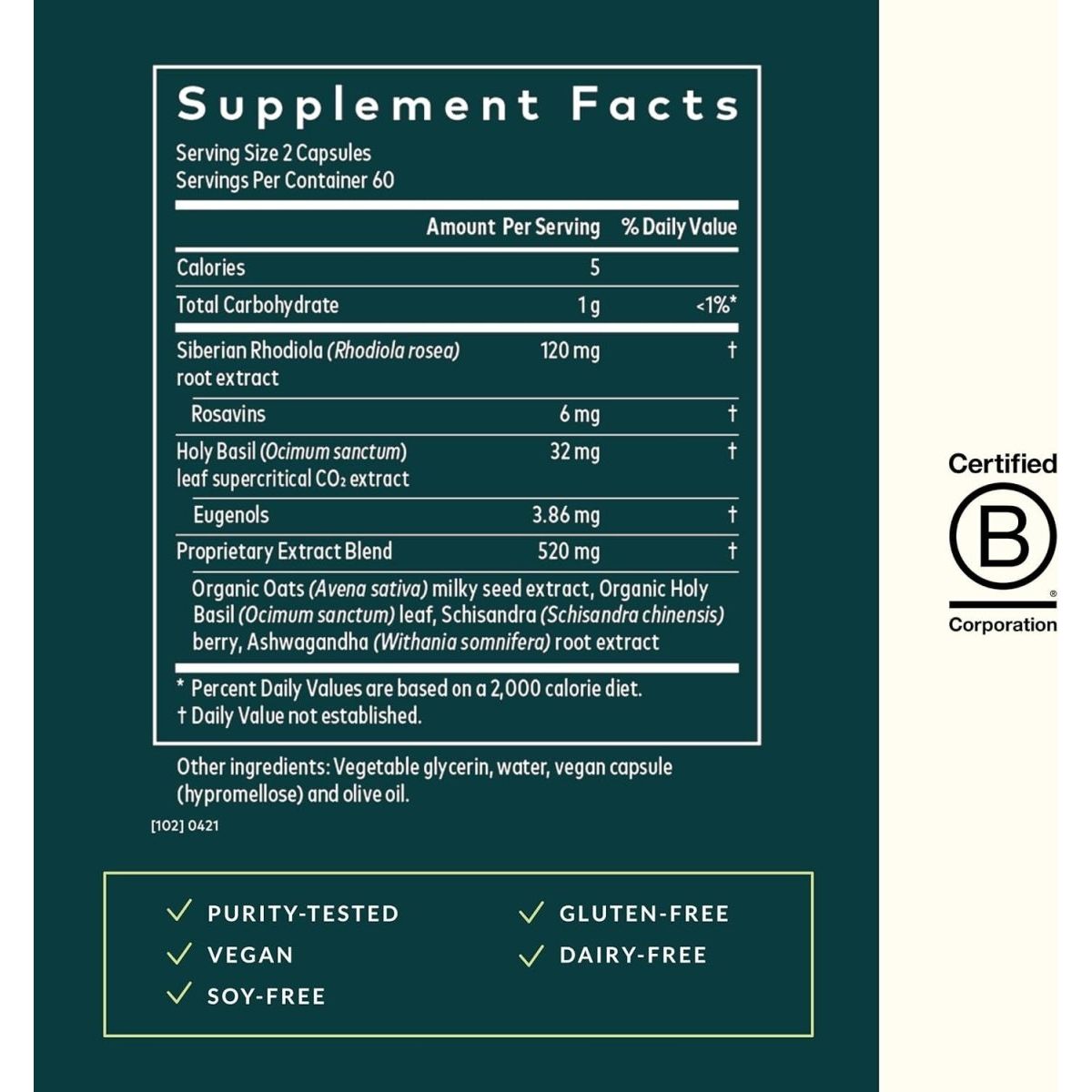 Gaia Herbs Adrenal Health Daily Support - Herbal Supplement (120 Capsules) - Suppviv