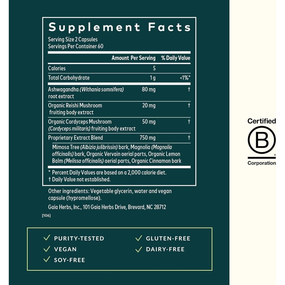 Gaia Herbs Adrenal Health Nightly Restore - Herbal Supplement (60 Servings) - Suppviv