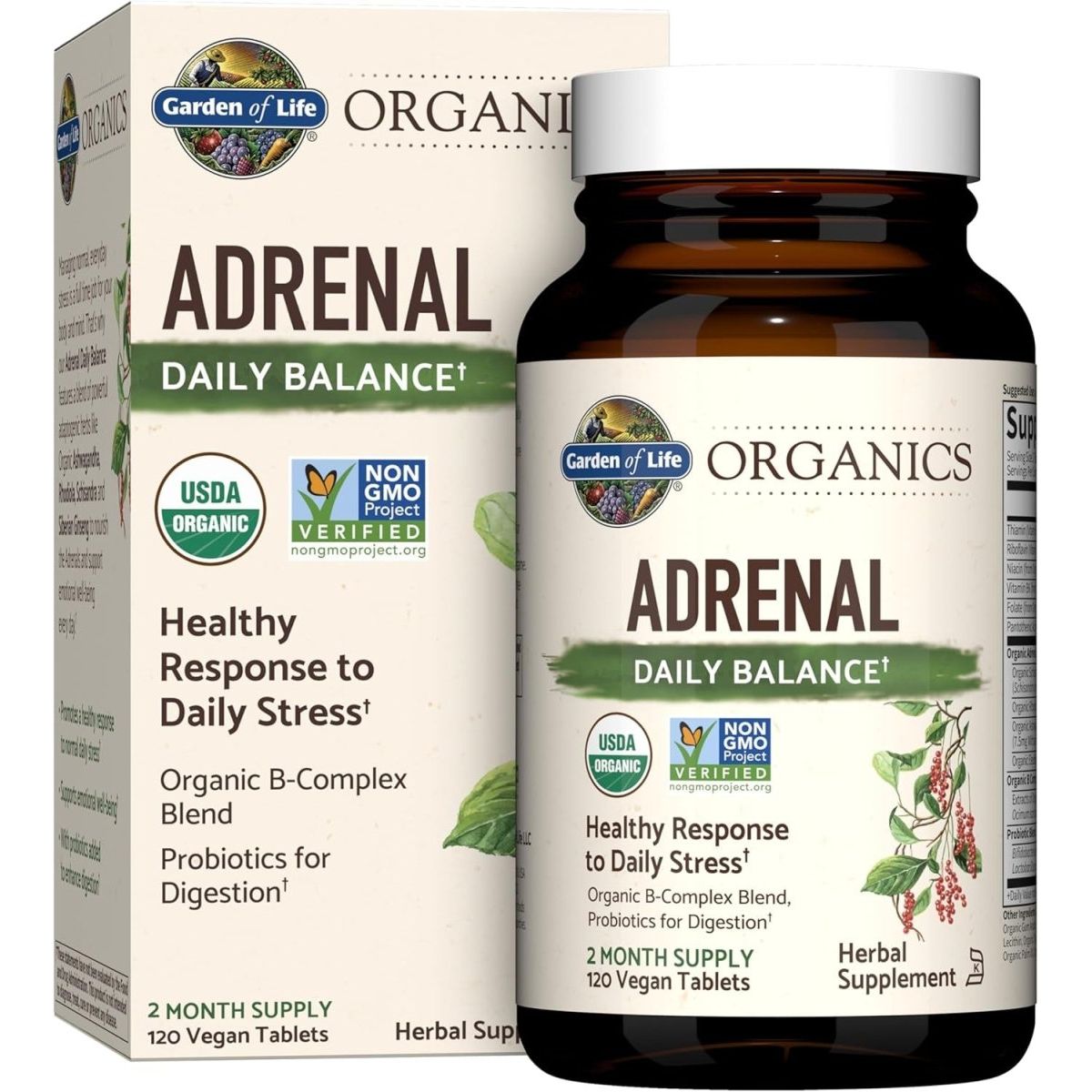 Garden of Life Organics Adrenal Daily Balance (120 Tablets) - Suppviv
