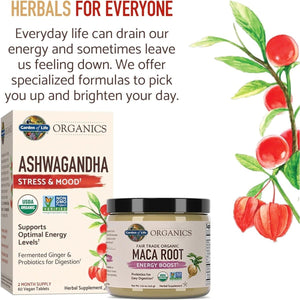 Garden of Life Organics Ashwagandha Stress, Mood & Energy Support Supplement (60 Tablets) - Suppviv