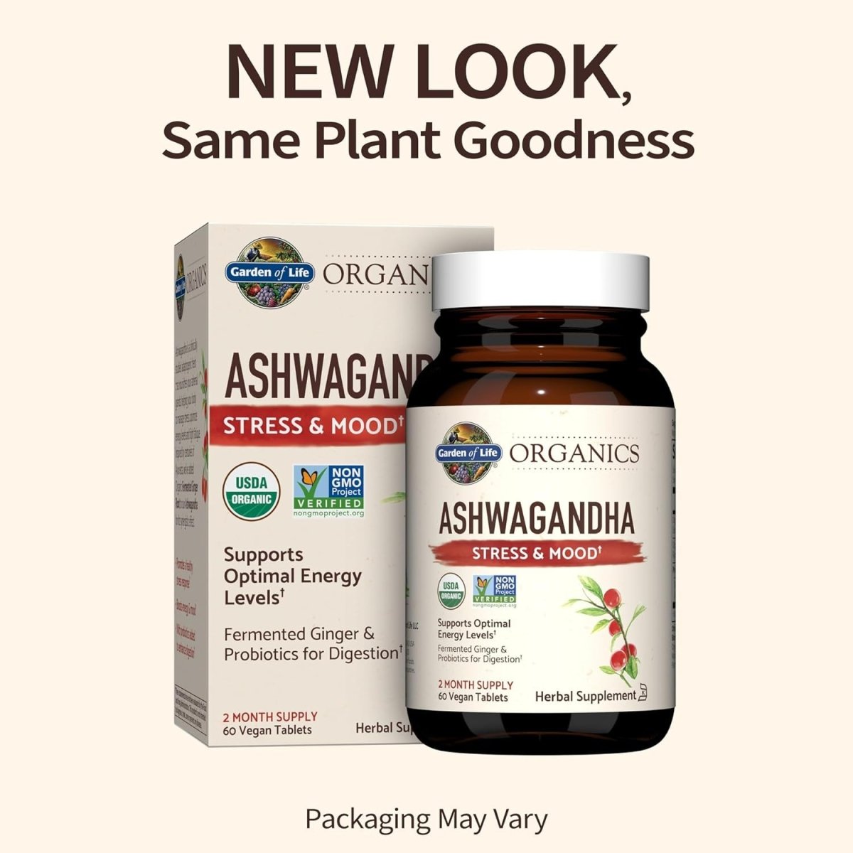Garden of Life Organics Ashwagandha Stress, Mood & Energy Support Supplement (60 Tablets) - Suppviv