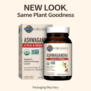 Garden of Life Organics Ashwagandha Stress, Mood & Energy Support Supplement (60 Tablets) - Suppviv