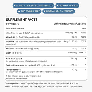 GLOW anti Aging Supplement | Nails & Skin Supplement, Hair Growth | Wrinkles & Skin Hydration | 60 Vegan Capsules Extra Strength - Suppviv