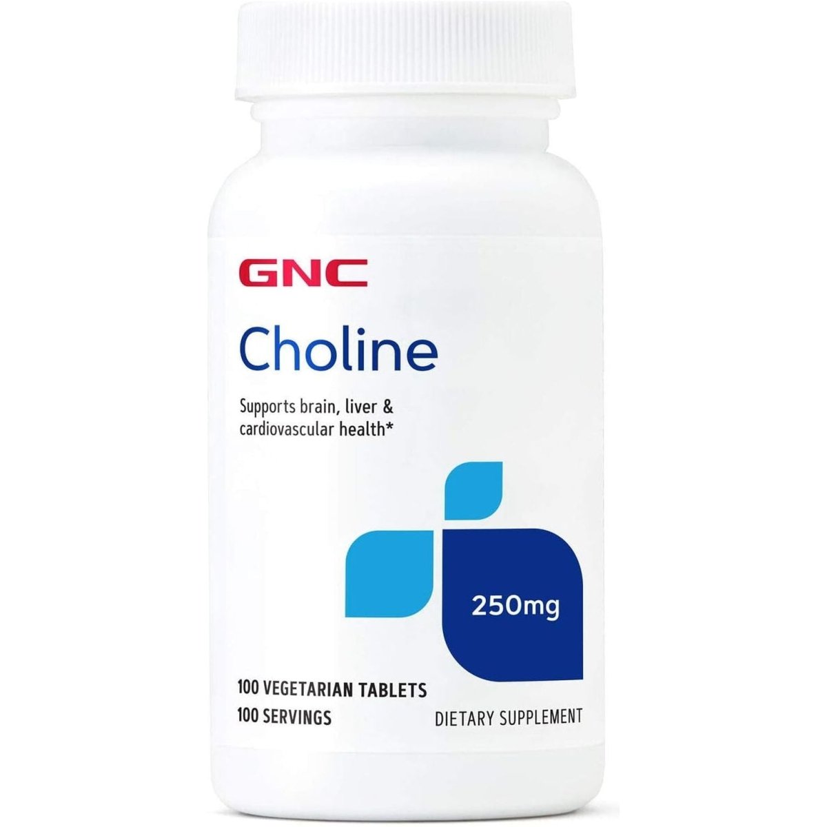 GNC Choline 250Mg | Supports Brain, Liver and Cardiovascular Health, Vegetarian | 100 Tablets - Suppviv