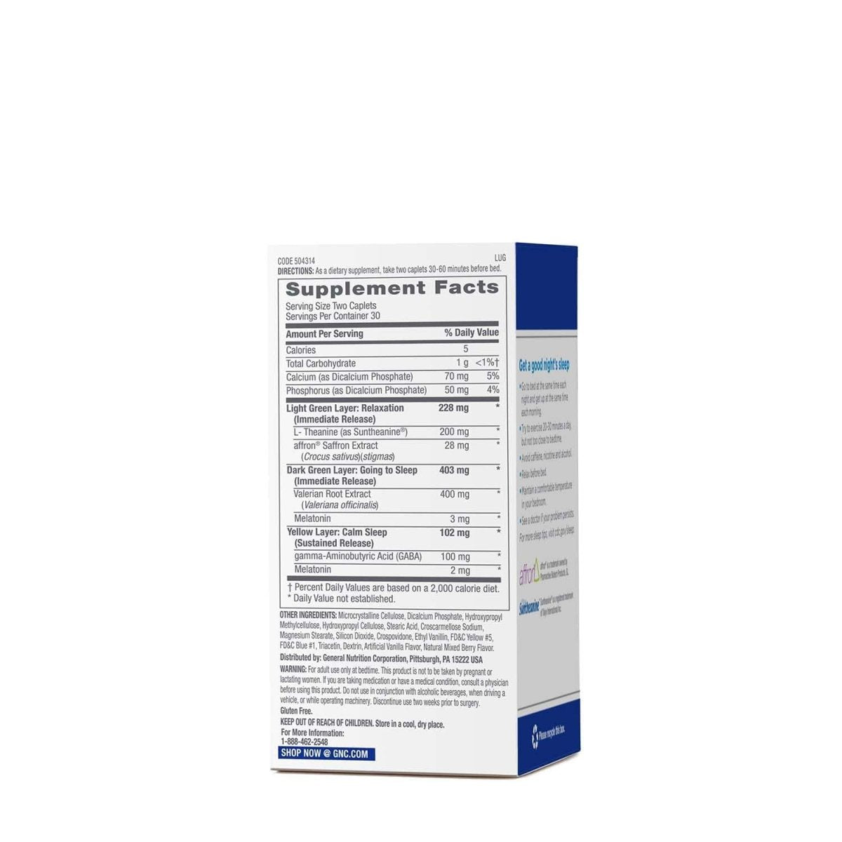 GNC Preventive Nutrition Tri - Sleep - 60 Caplets (30 Servings) - Suppviv