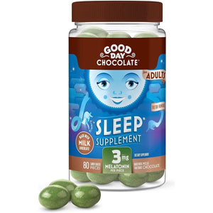Good Day Chocolate Melatonin - Adult Natural Sleep Aid Supplement 80 Count - Suppviv