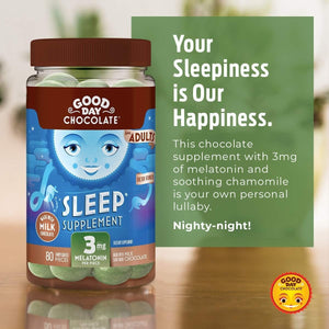 Good Day Chocolate Melatonin - Adult Natural Sleep Aid Supplement 80 Count - Suppviv