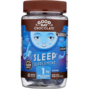 Good Day Dark Chocolate Melatonin - Adult Natural Sleep Aid Supplement (80 Count) - Suppviv
