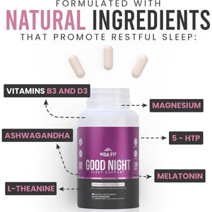 Good Night Natural Sleep Aid for Adults – Melatonin 3Mg 30 Days Supply - Suppviv