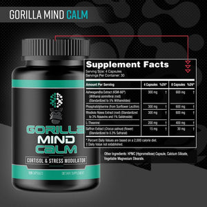 Gorilla Mind Calm - Potent Relaxation & Stress Reduction (120 Capsules) - Suppviv