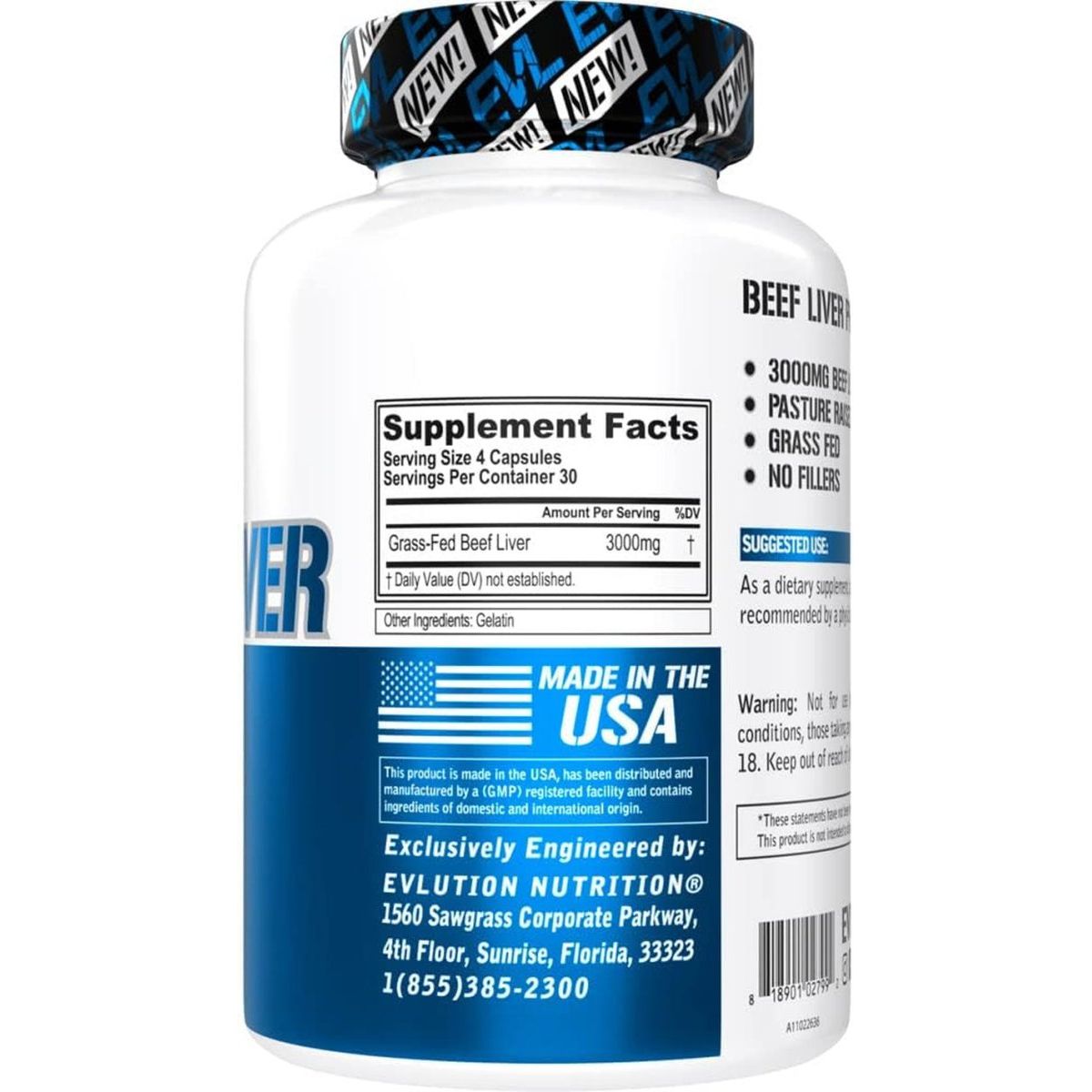 Grass Fed Beef Liver Capsules - Pasture Raised Desiccated 3000Mg (30 Servings) - Suppviv