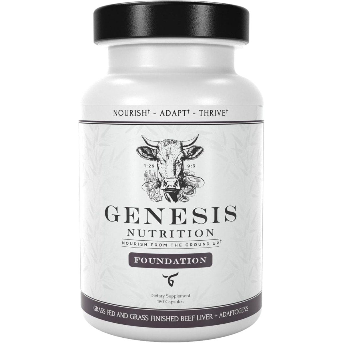 Grass Fed Beef Liver with Reishi & Cordyceps Mushroom, Ginseng, Rhodiola - 4500Mg (180 Capsules) - Suppviv