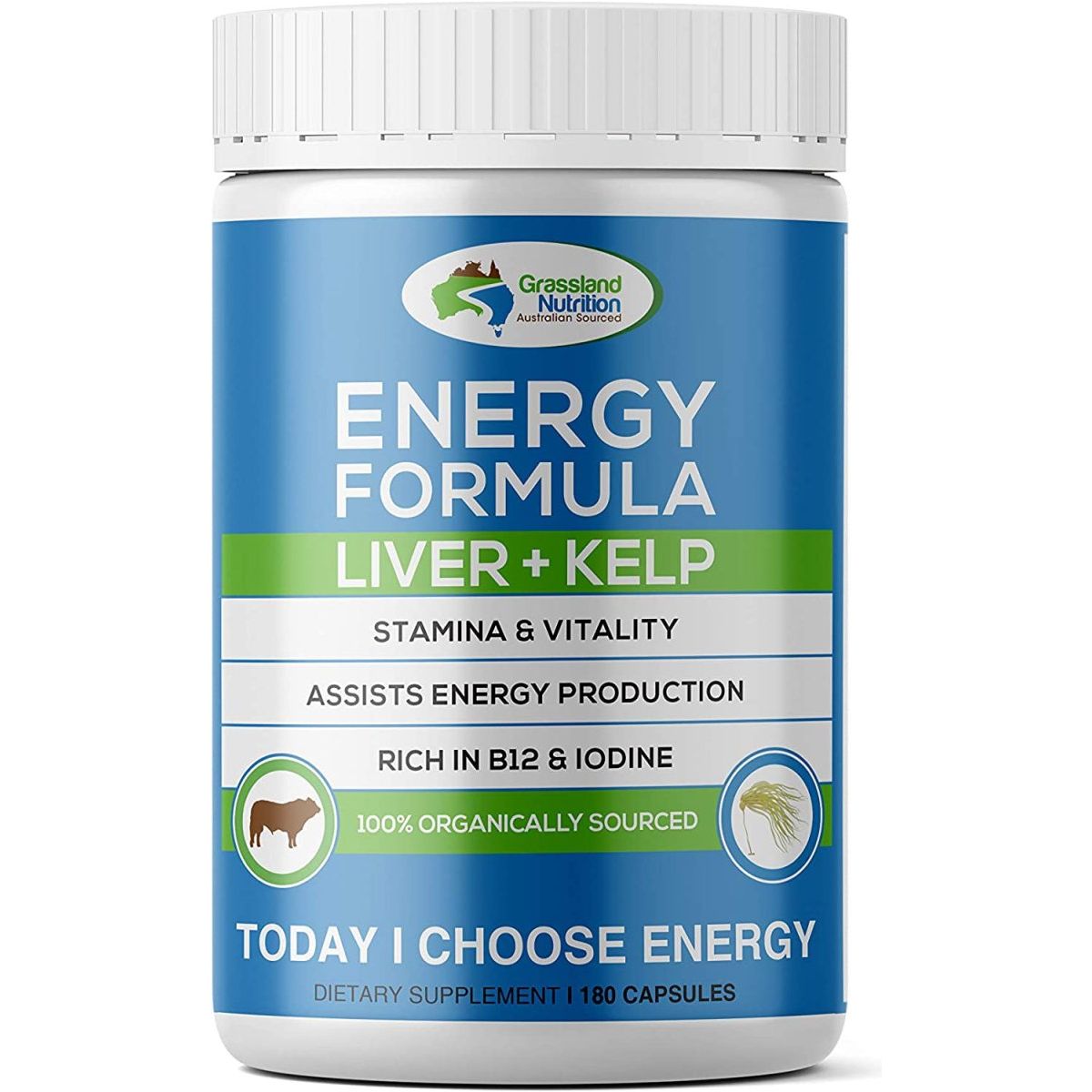 Grass Fed Beef Liver with Wild Harvested Kelp 100% Organically/Halal (180 Capsules) - Suppviv