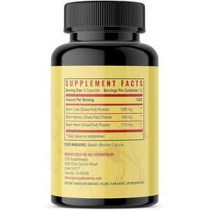 Grass Fed Bison Organ Supplement, Supports Whole Body Wellness (180 Capsules) - Suppviv