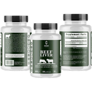 Grass Fed Desiccated Beef Liver Capsules | 120 Count | 3,000 Mg per Serving | 30 Servings - Suppviv