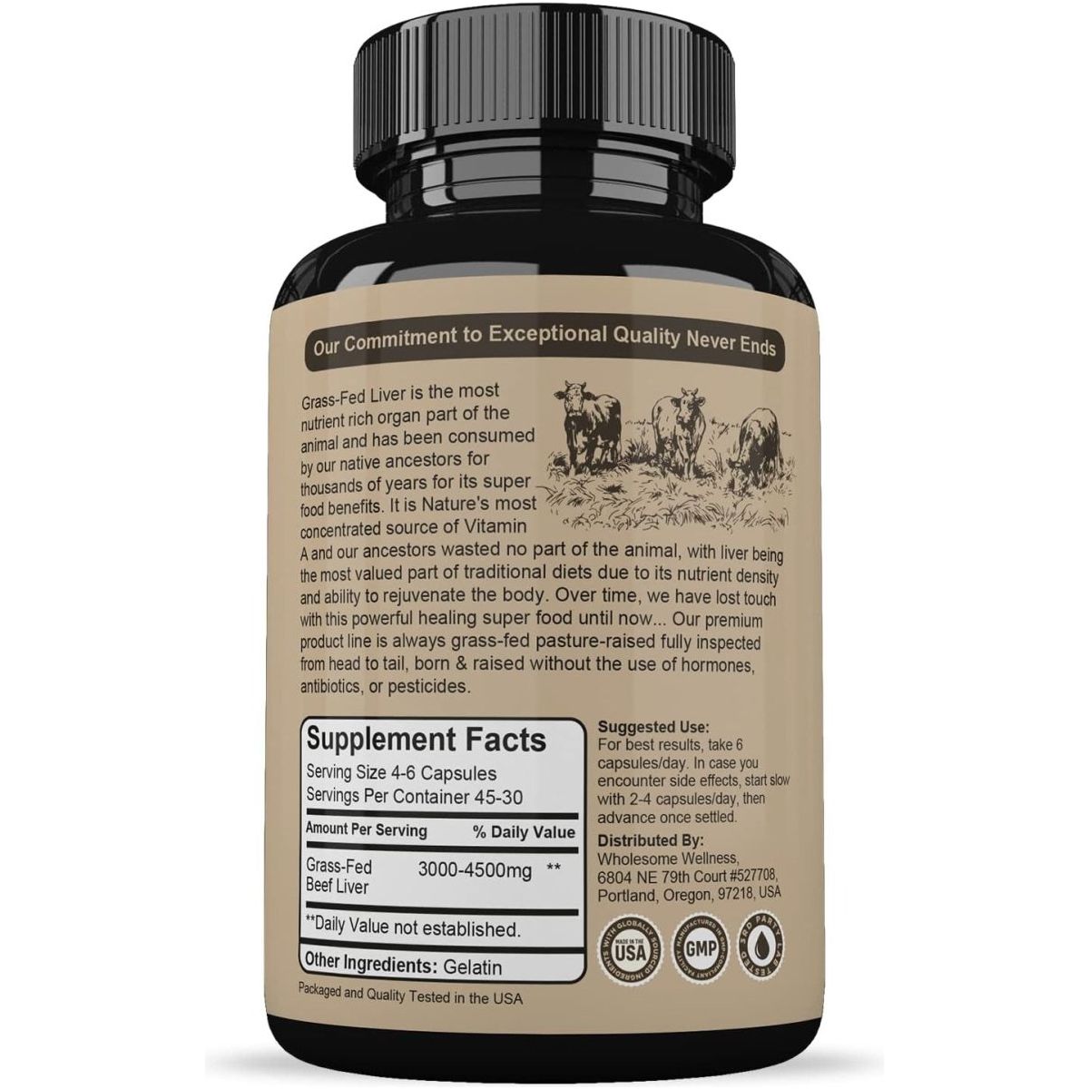Grass Fed Desiccated Beef Liver Capsules 180 Pills 750Mg - Suppviv