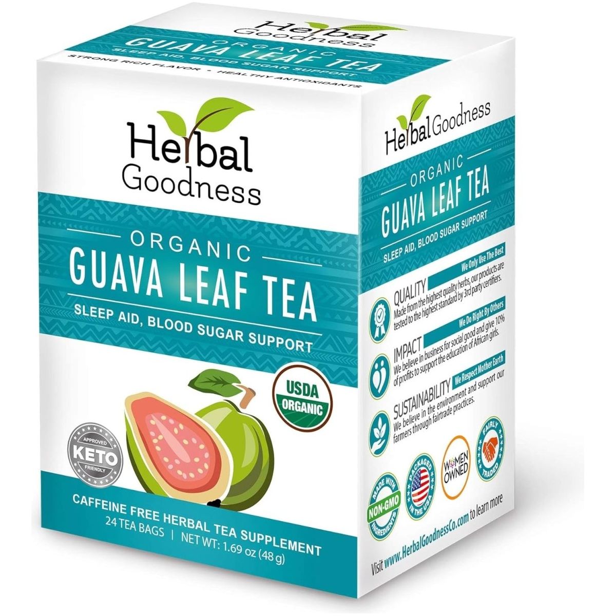 Guava Leaf Tea 24 Tea Bags - 100% Organic Natural Guava Leaves Tea - Suppviv