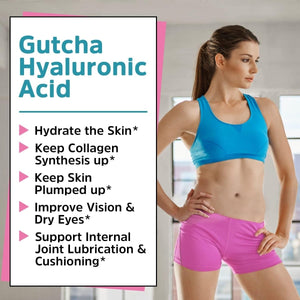 Gutcha Hyaluronic Acid, Ultra Strength with Vitamin C, Low Molecular Weight, Anti - Aging Formula 120 Caps - Suppviv