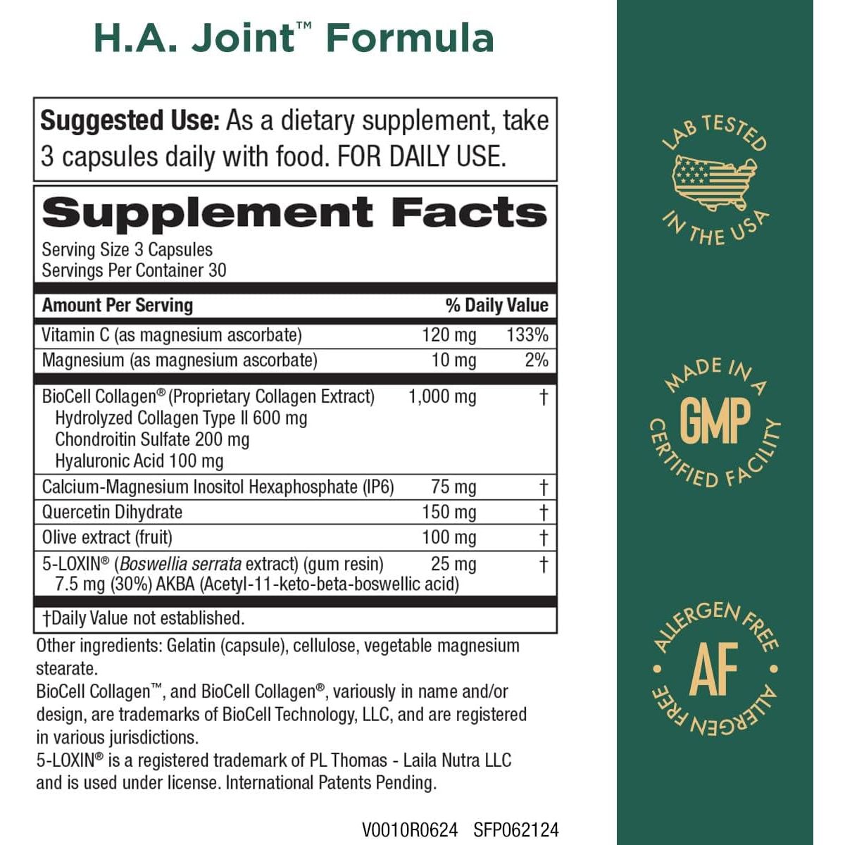 HA Joint Formula - Hyaluronic Acid from Purity Products, 90 Capsules - Suppviv