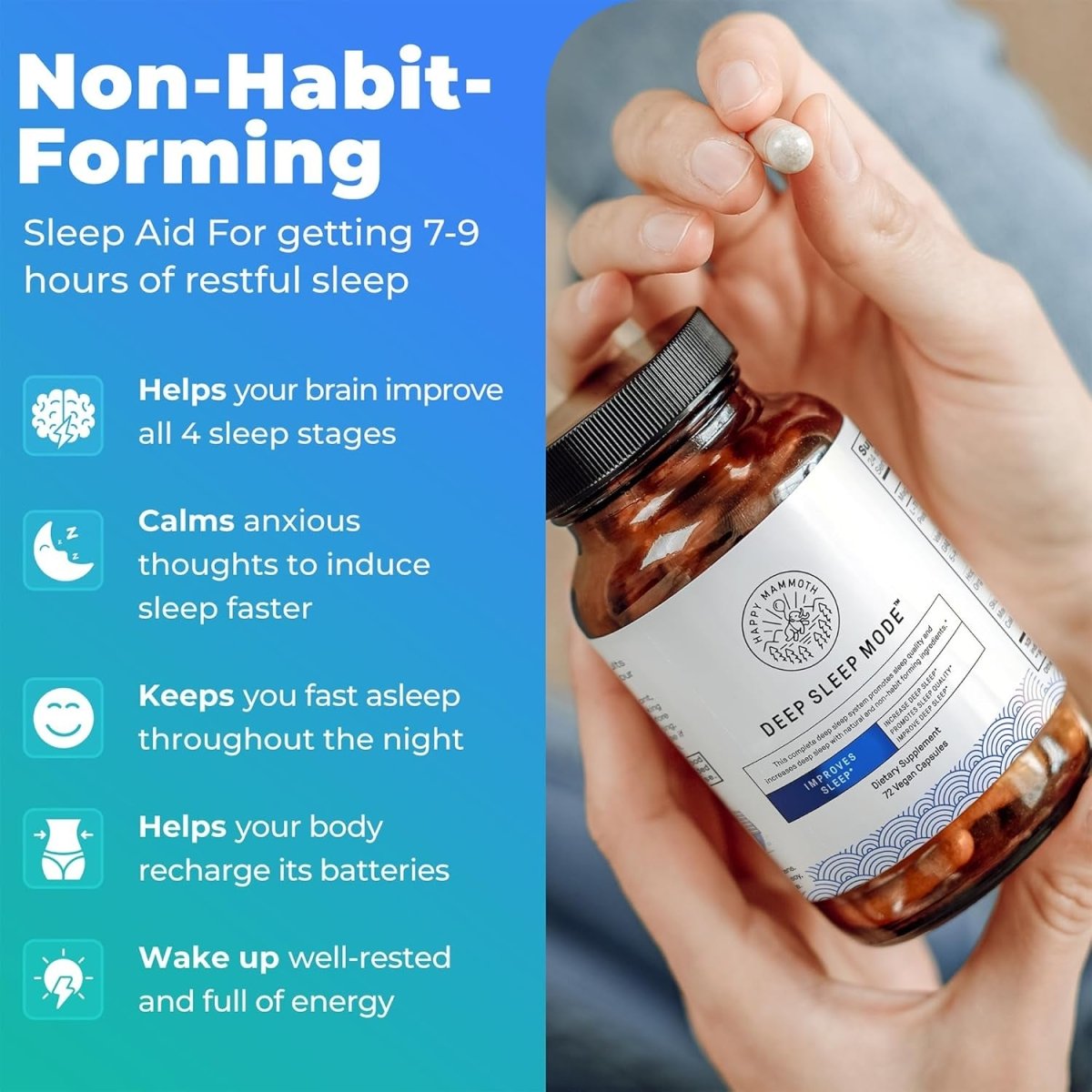 Happy Mammoth Deep Sleep Mode - 1 PACK 72 Vegan Capsules - Suppviv