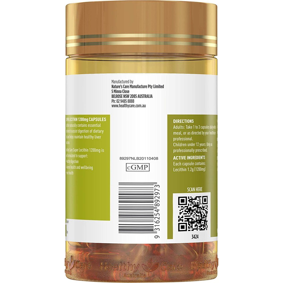 Healthy Care Lecithin 1200Mg 100Caps - Suppviv