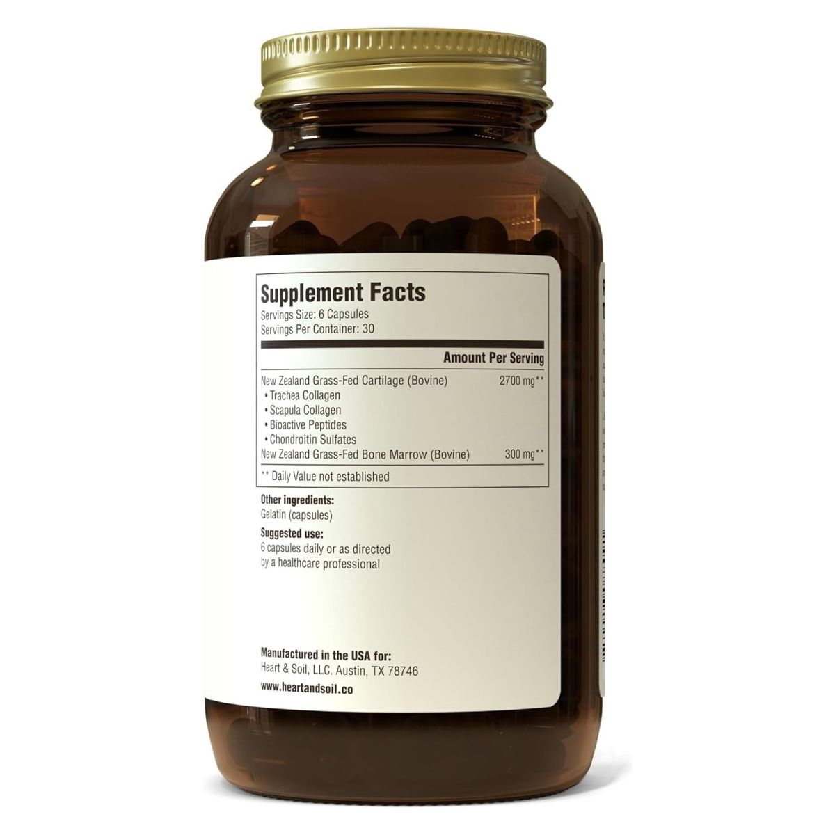 HEART & SOIL Grass Fed Joint Support Supplement 180 Capsules 1 PACK - Suppviv