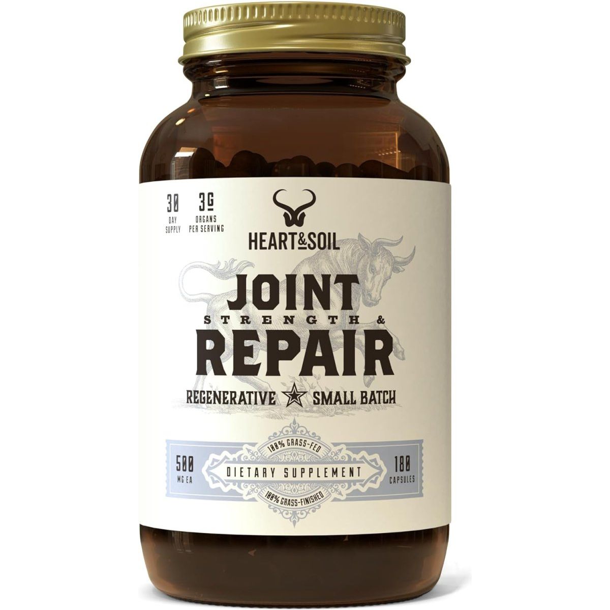 HEART & SOIL Grass Fed Joint Support Supplement 180 Capsules 1 PACK - Suppviv