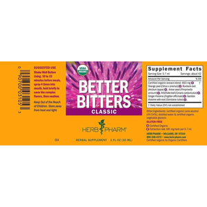 Herb Pharm Better Bitters Certified Organic Digestive Bitters, Classic, 1 Ounce - Suppviv