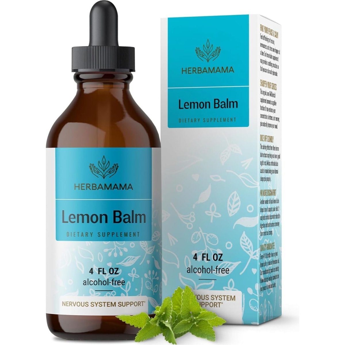 HERBAMAMA Lemon Balm Tincture - Calm Support with Lemon Balm Leaf Extract 56 - Day Supply - Suppviv