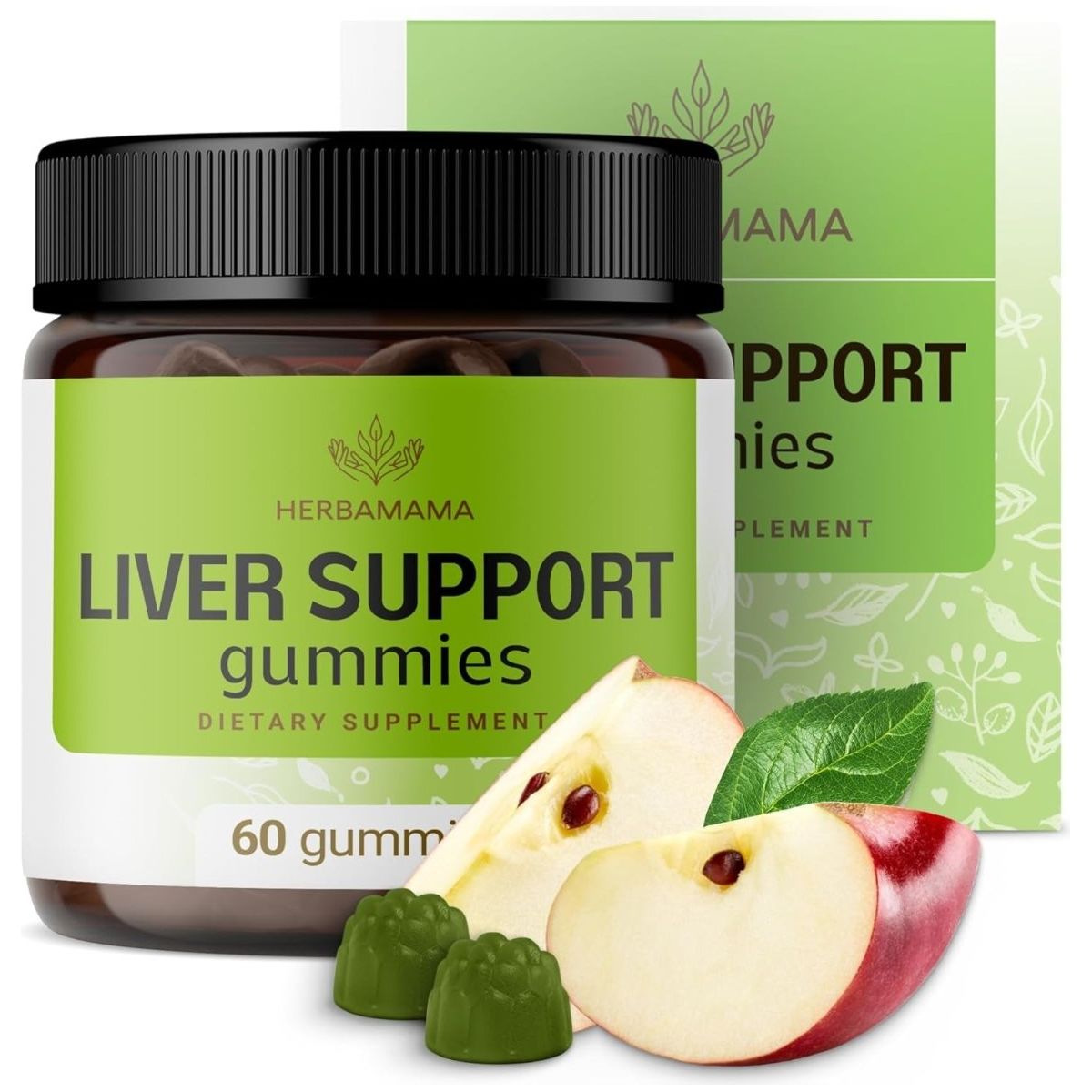 HERBAMAMA Liver Support Gummies - Herbal Complex for Liver Detox and Cleanse 60 Servings - Suppviv