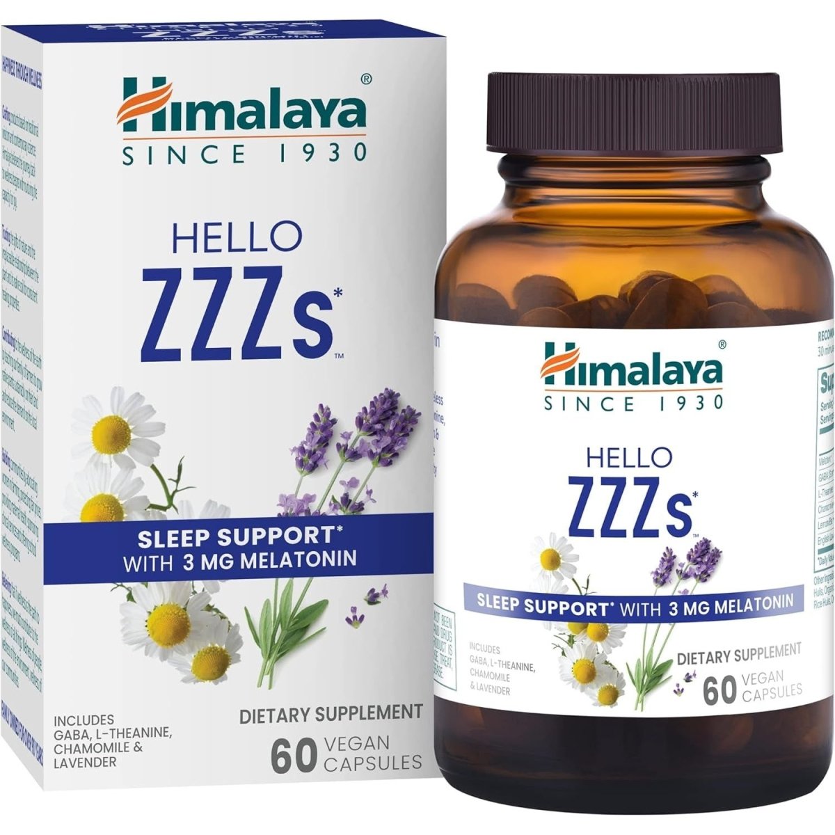 Himalaya Hello Zzzs with GABA, L - Theanine and Melatonin 3Mg 60 Capsules - Suppviv