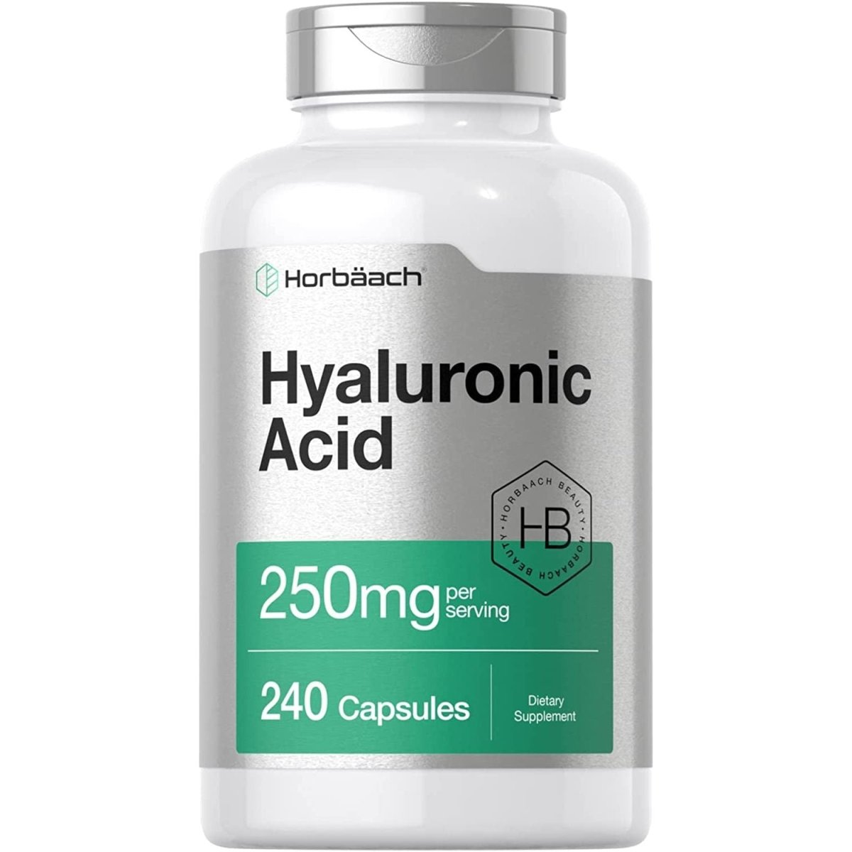 Horbäach Hyaluronic Acid Capsules | 250 Mg | 240 Count | Non - Gmo and Gluten Free Supplement - Suppviv