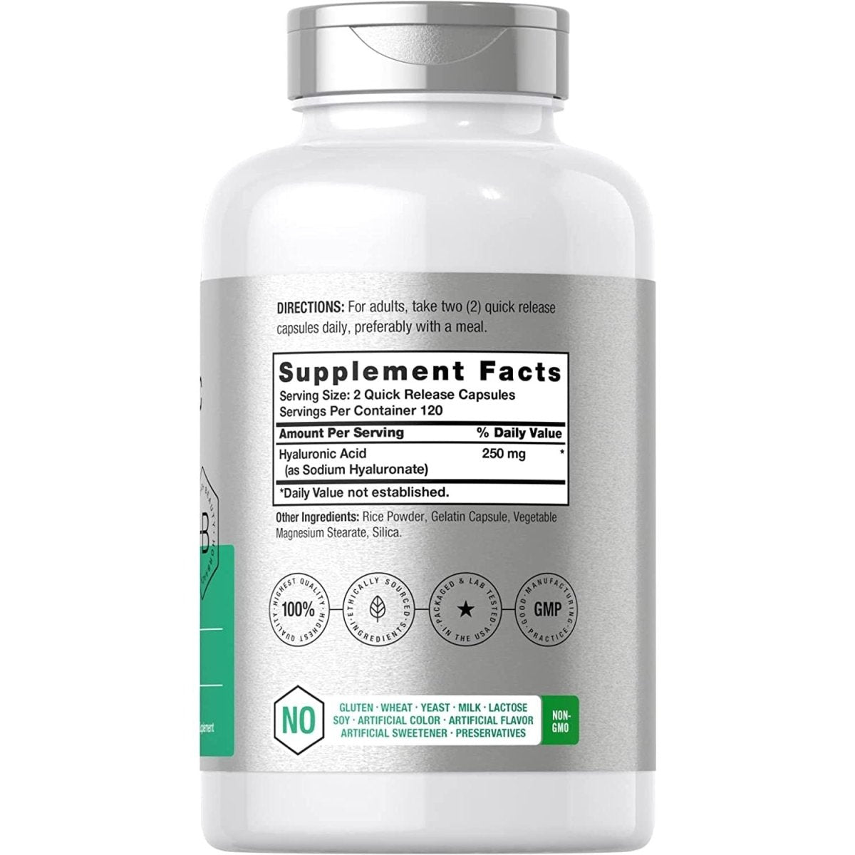 Horbäach Hyaluronic Acid Capsules | 250 Mg | 240 Count | Non - Gmo and Gluten Free Supplement - Suppviv