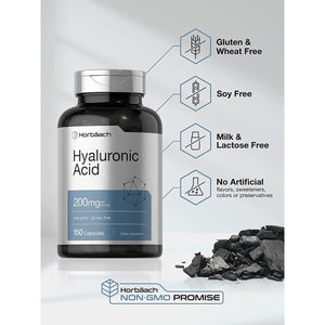 Horbäach Hyaluronic Acid Supplement | 200 Mg | 150 Capsules | Non - Gmo and Gluten Free Supplement - Suppviv