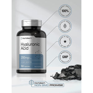 Horbäach Hyaluronic Acid Supplement | 200 Mg | 150 Capsules | Non - Gmo and Gluten Free Supplement - Suppviv