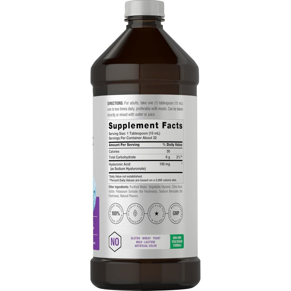 Horbäach Liquid Hyaluronic Acid Supplement | 100 Mg | 16 Oz | Mixed Berry Flavor - Suppviv