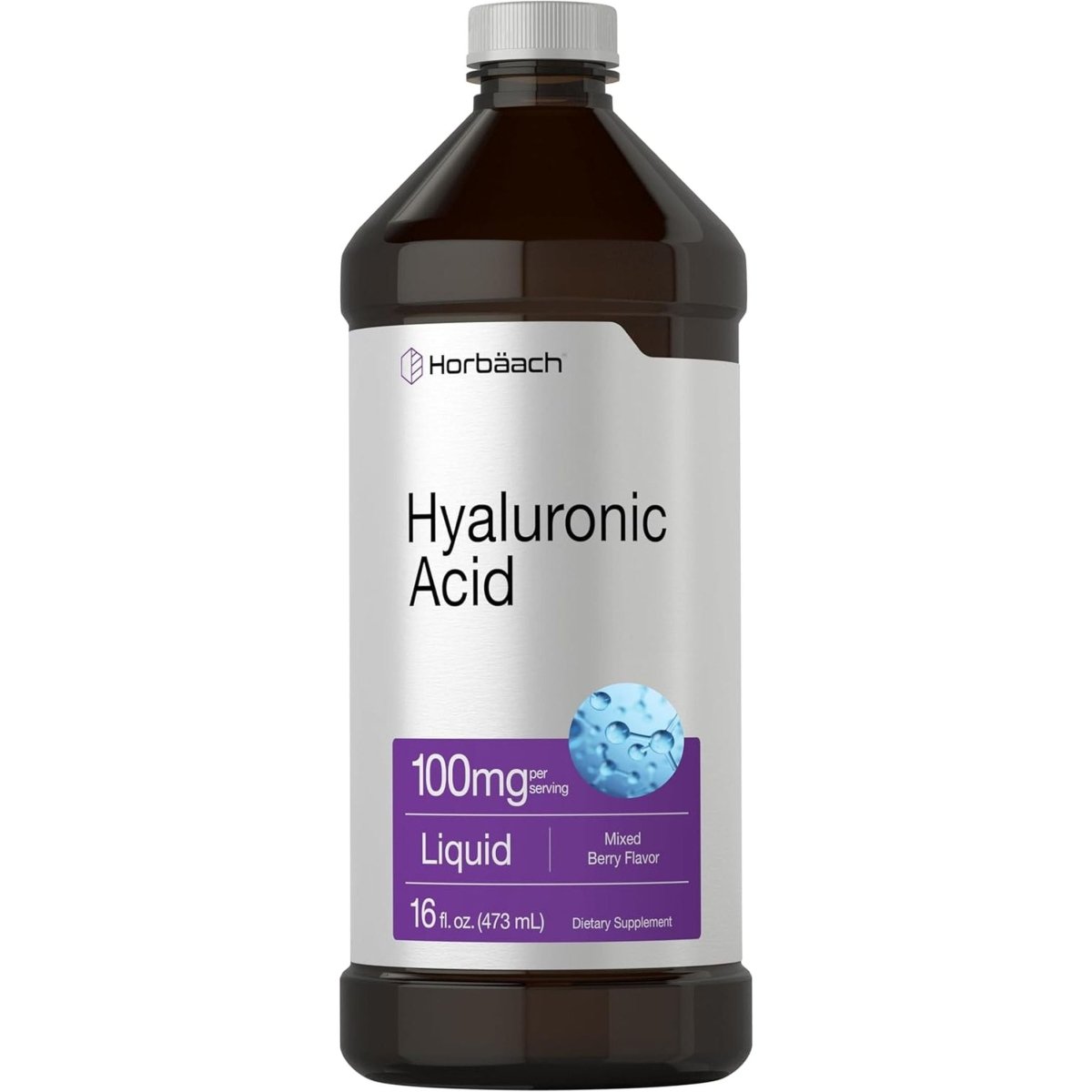 Horbäach Liquid Hyaluronic Acid Supplement | 100 Mg | 16 Oz | Mixed Berry Flavor - Suppviv